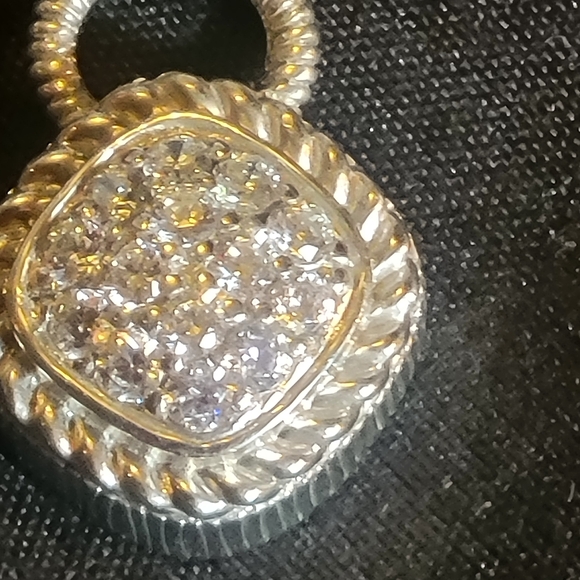 Judith Ripka Silver and Gold Textured Pendant - Picture 3 of 6